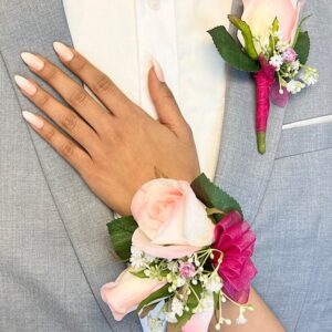 Pink Prom Boutonniere and Corsage