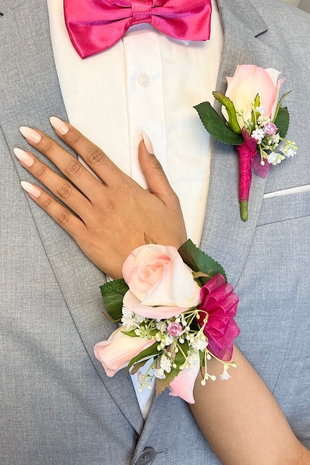 Pink Prom Boutonniere and Corsage