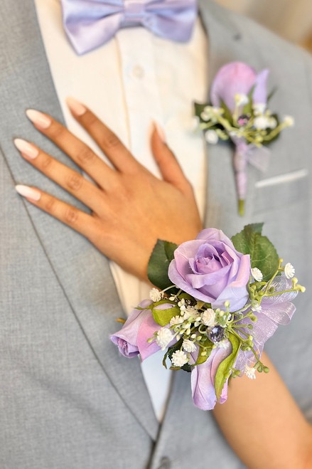 Lavender Prom Boutonniere and Corsage