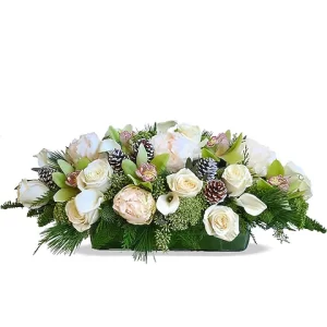Peonies and Pinecones Centerpiece