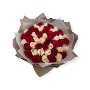 50 Rose Bouquet (Red x White)